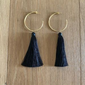 Black Tassel Statement Earrings